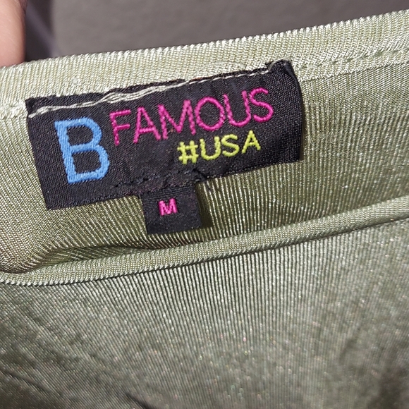 Y2k 00s Green Metallic Ruched Blouse ☆B  Famous Women's M •●Fitted Shiny Shirt●• - Picture 3 of 7